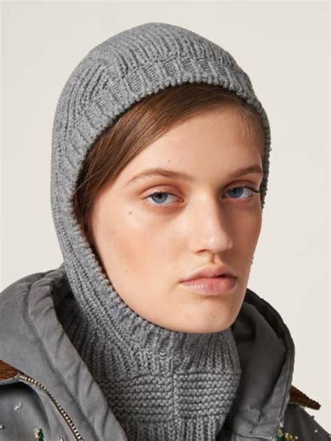 balaclava miu miu|Grey Cashmere Balaclava .